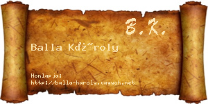 Balla Károly névjegykártya